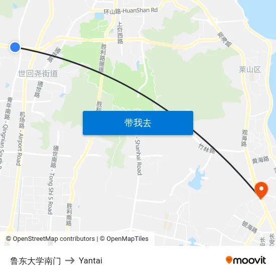 鲁东大学南门 to Yantai map