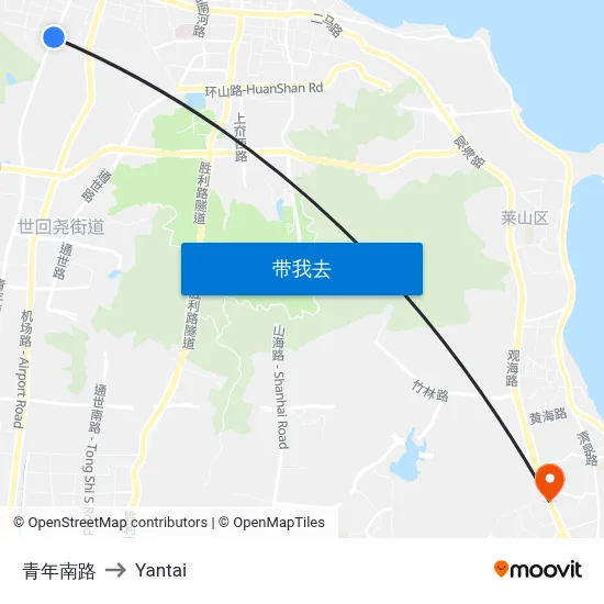 青年南路 to Yantai map