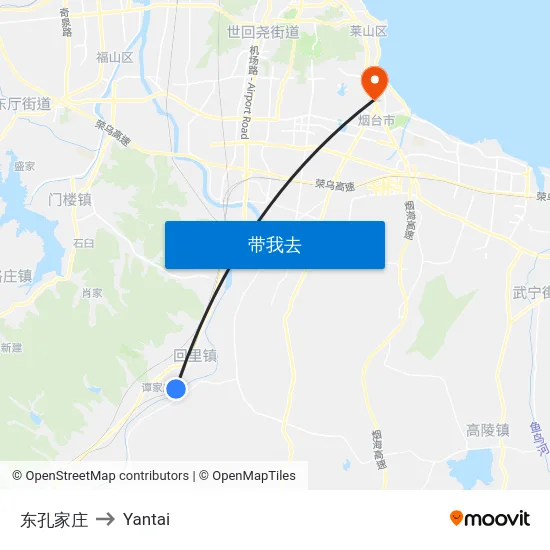 东孔家庄 to Yantai map