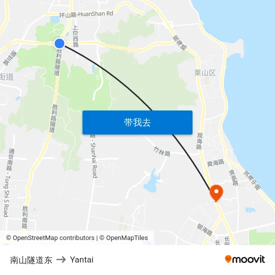 南山隧道东 to Yantai map