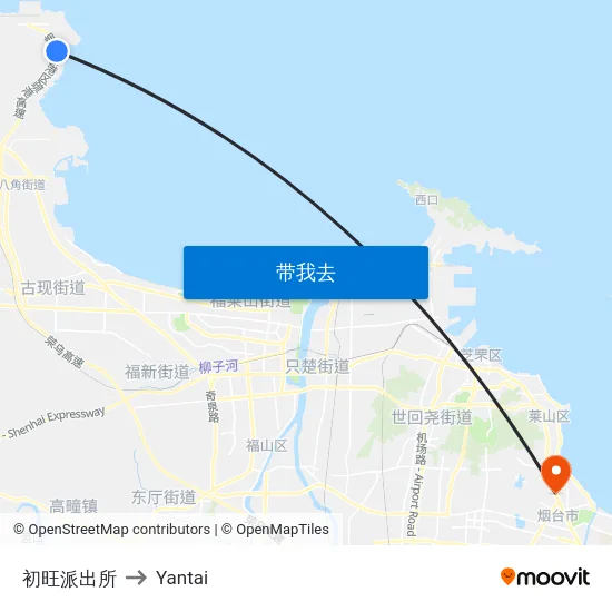 初旺派出所 to Yantai map