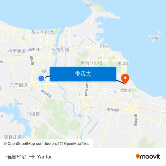 怡馨华庭 to Yantai map
