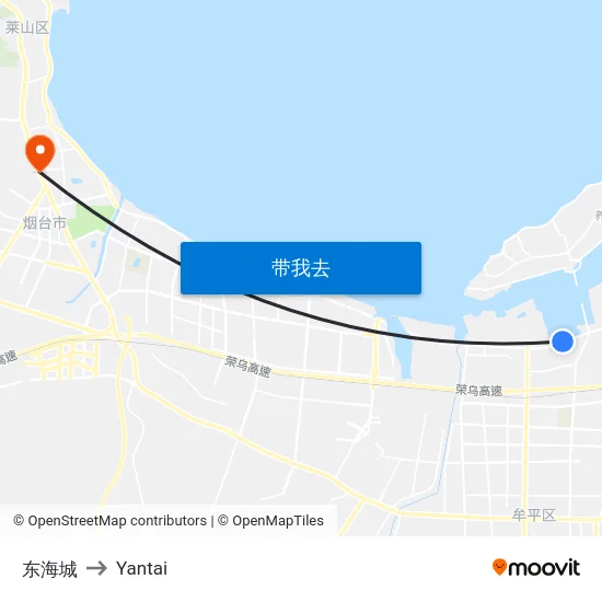 东海城 to Yantai map