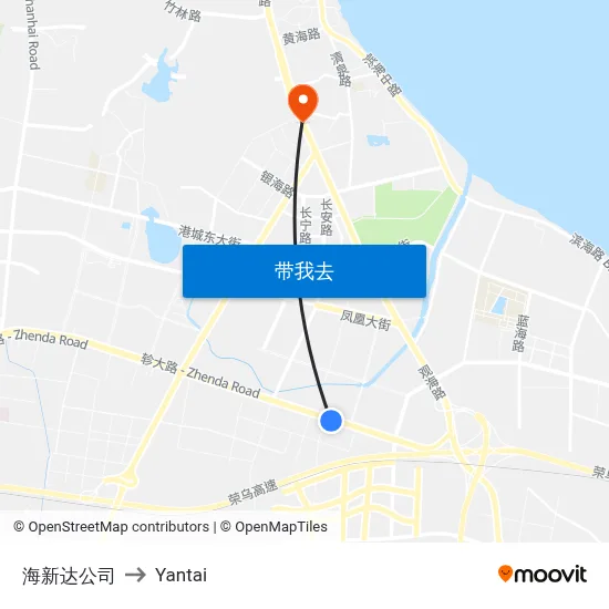 海新达公司 to Yantai map