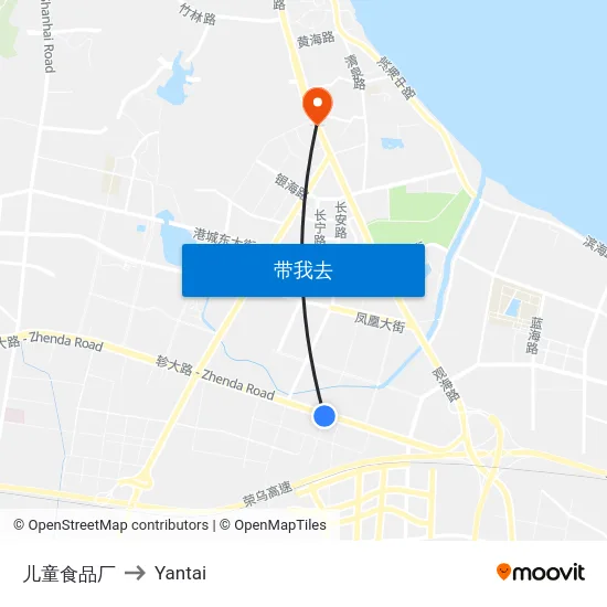 儿童食品厂 to Yantai map