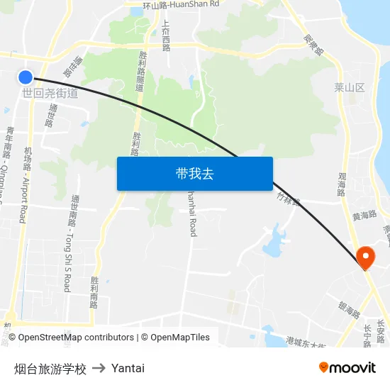 烟台旅游学校 to Yantai map