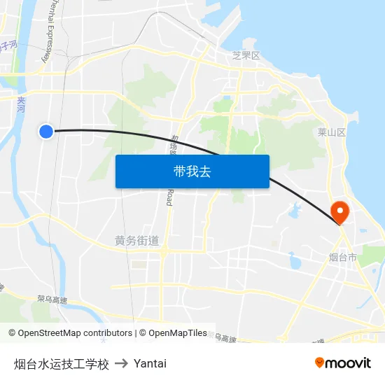 烟台水运技工学校 to Yantai map
