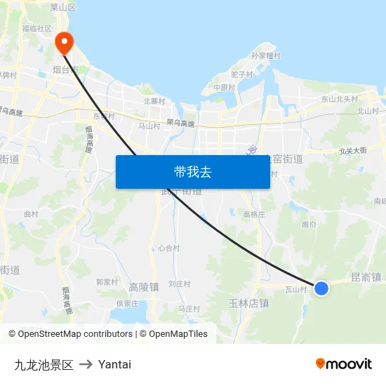 九龙池景区 to Yantai map