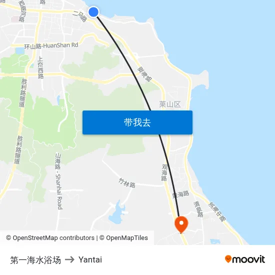 第一海水浴场 to Yantai map