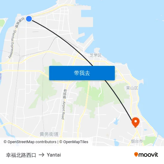 幸福北路西口 to Yantai map