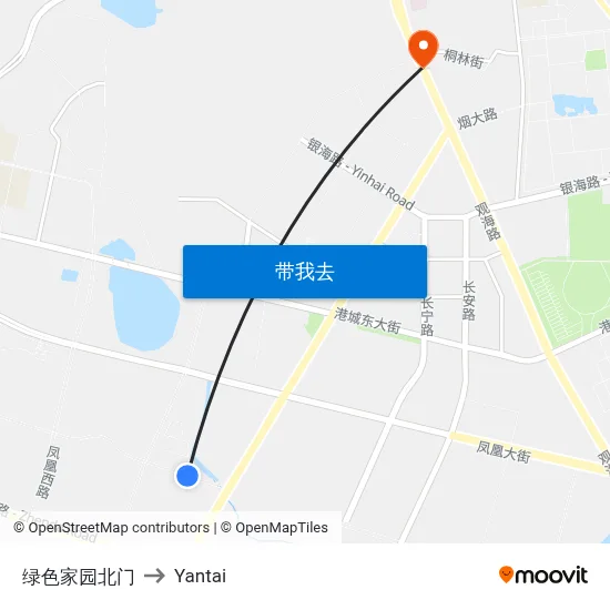 绿色家园北门 to Yantai map