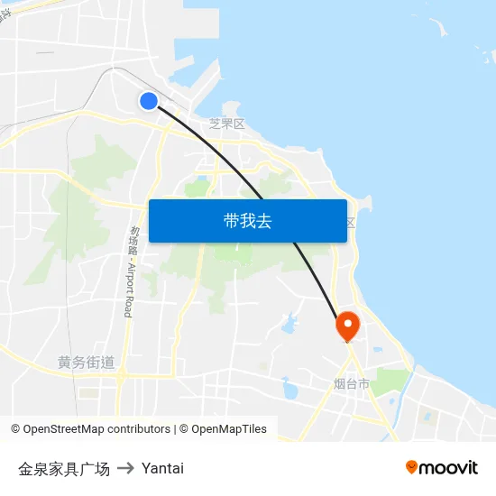 金泉家具广场 to Yantai map