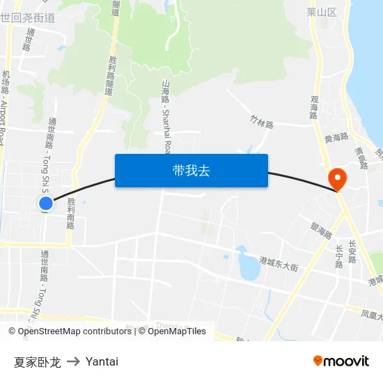 夏家卧龙 to Yantai map