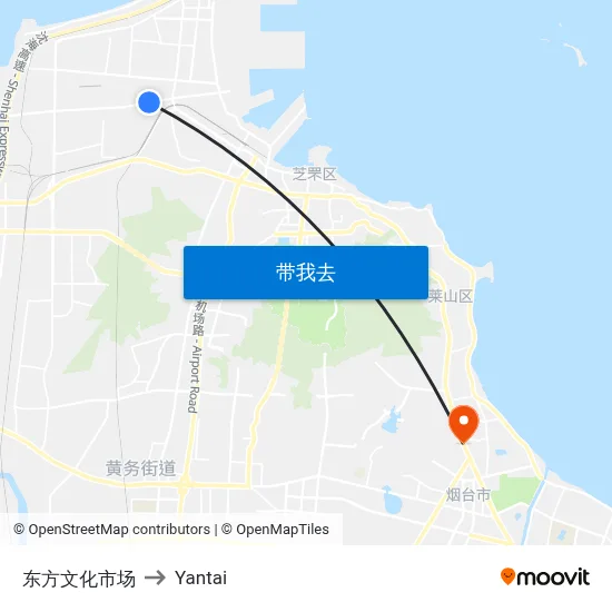 东方文化市场 to Yantai map