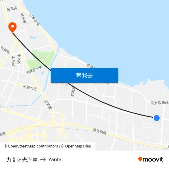 力高阳光海岸 to Yantai map