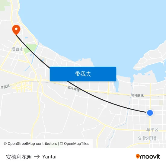 安德利花园 to Yantai map