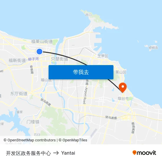 开发区政务服务中心 to Yantai map