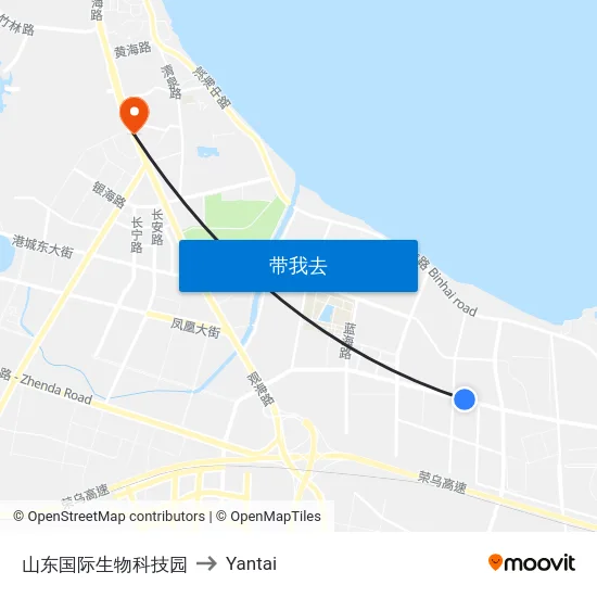 山东国际生物科技园 to Yantai map