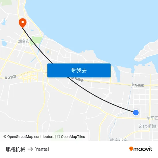 鹏程机械 to Yantai map