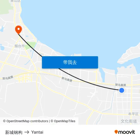 新城钢构 to Yantai map