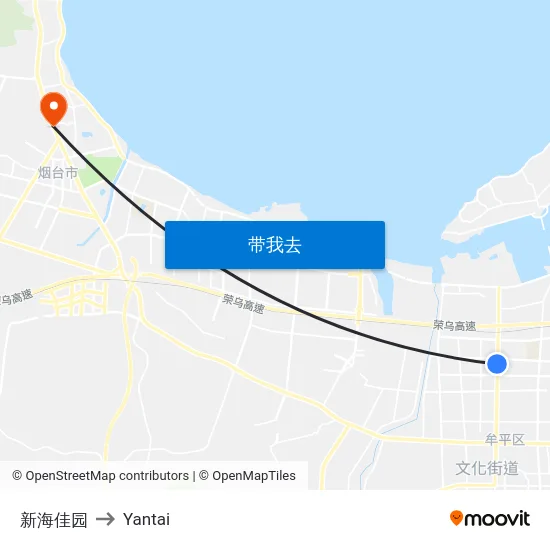 新海佳园 to Yantai map