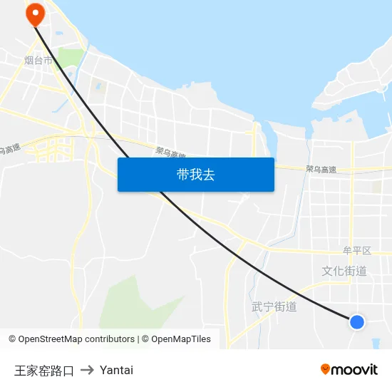 王家窑路口 to Yantai map