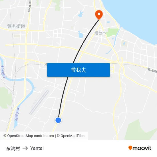 东沟村 to Yantai map