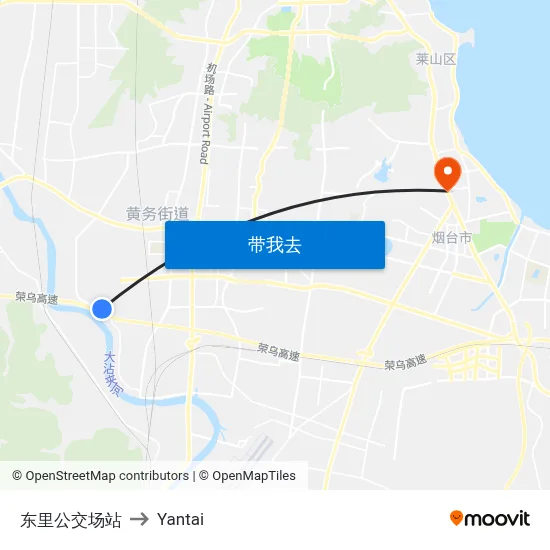 东里公交场站 to Yantai map