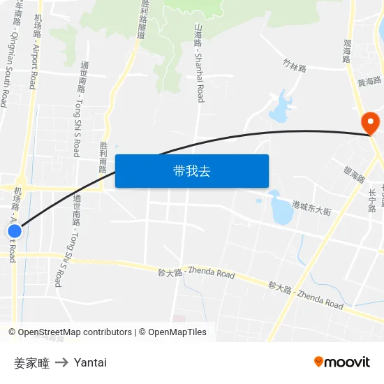 姜家疃 to Yantai map