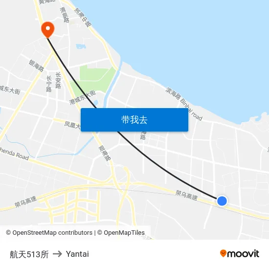 航天513所 to Yantai map