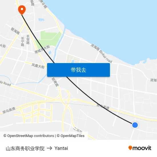 山东商务职业学院 to Yantai map