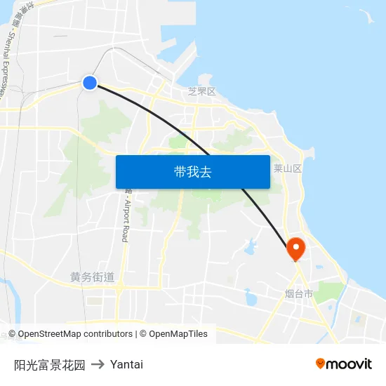 阳光富景花园 to Yantai map