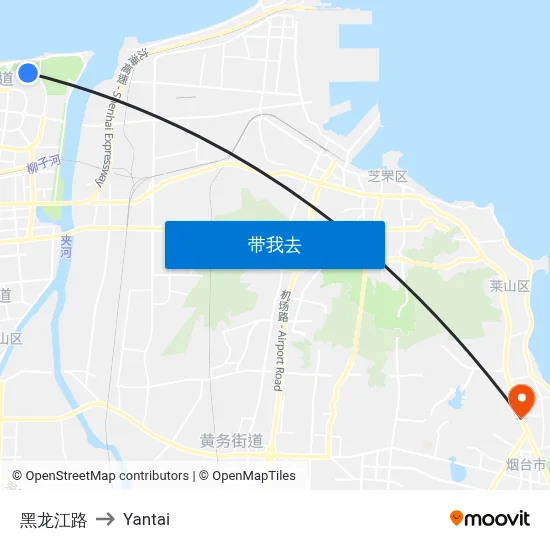 黑龙江路 to Yantai map