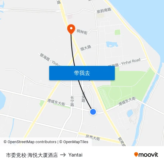 市委党校·海悦大厦酒店 to Yantai map