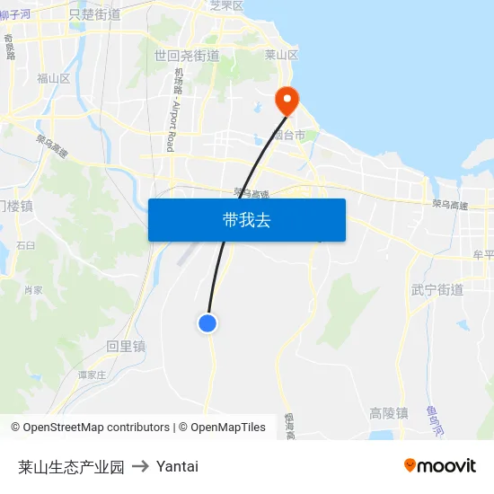 莱山生态产业园 to Yantai map