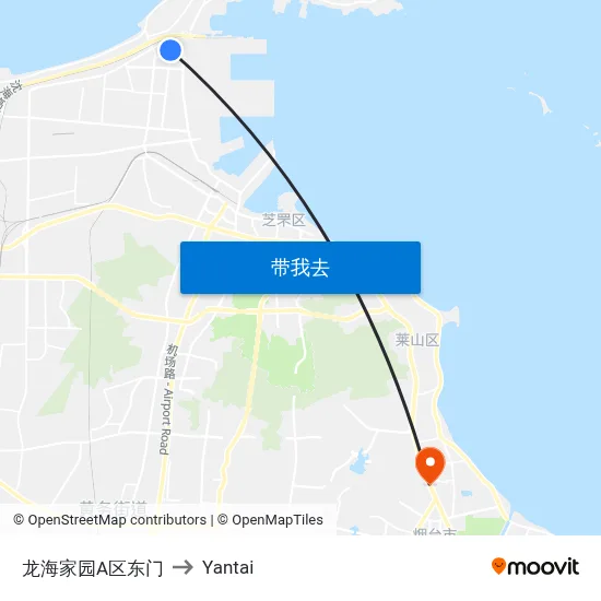 龙海家园A区东门 to Yantai map