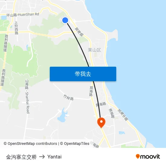 金沟寨立交桥 to Yantai map