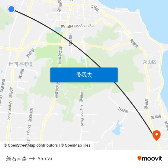 新石南路 to Yantai map