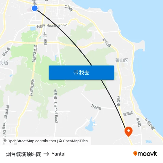 烟台毓璜顶医院 to Yantai map
