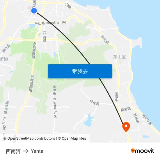 西南河 to Yantai map