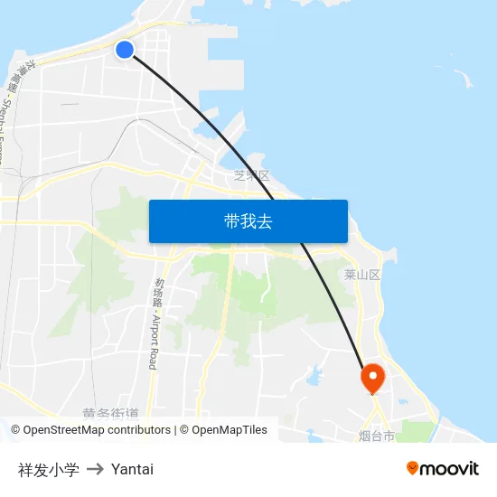 祥发小学 to Yantai map