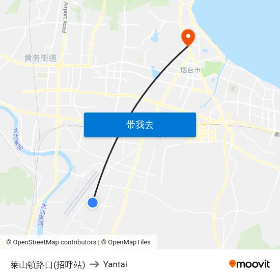 莱山镇路口(招呼站) to Yantai map