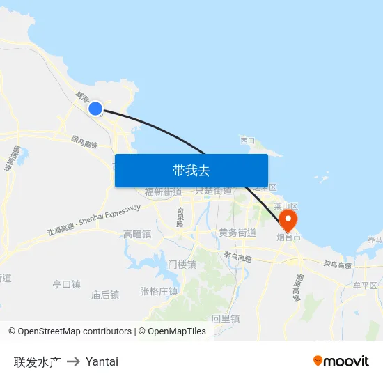 联发水产 to Yantai map