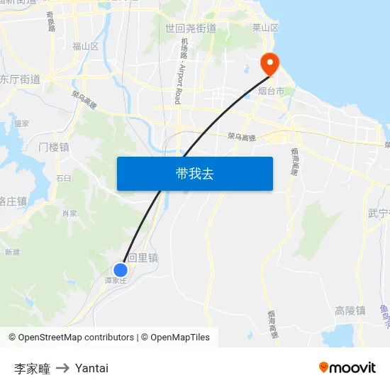 李家疃 to Yantai map