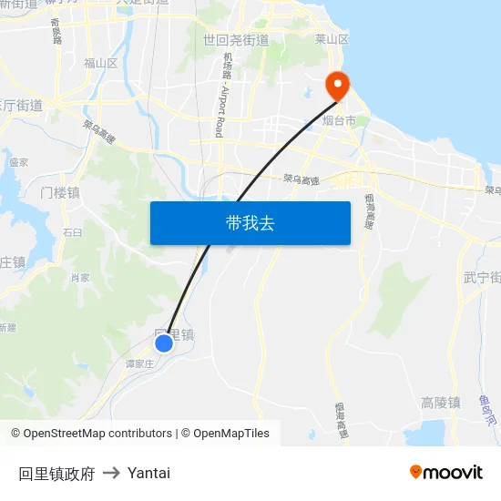 回里镇政府 to Yantai map