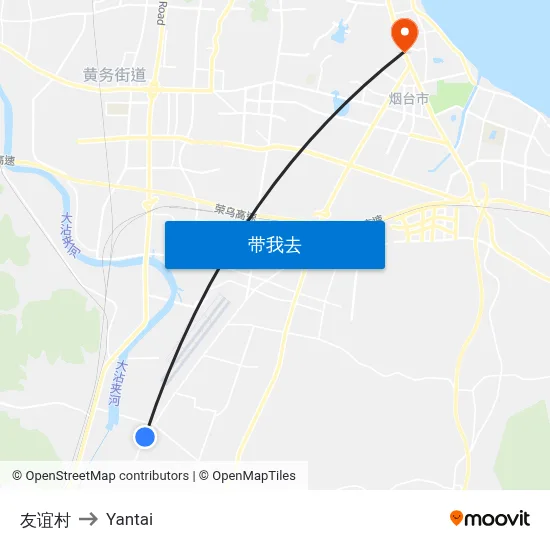 友谊村 to Yantai map