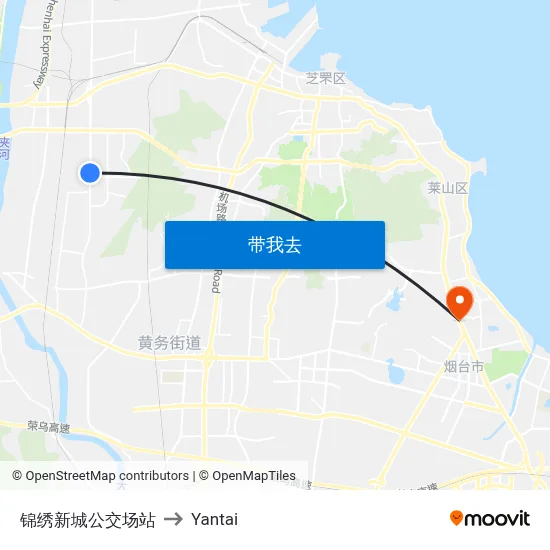 锦绣新城公交场站 to Yantai map