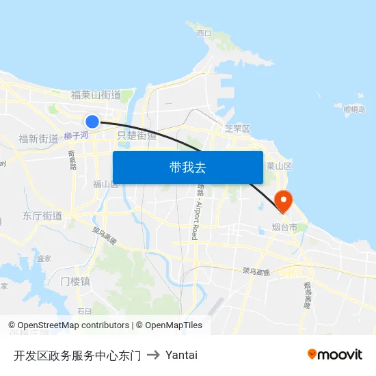 开发区政务服务中心东门 to Yantai map