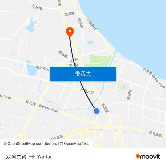 双河东路 to Yantai map