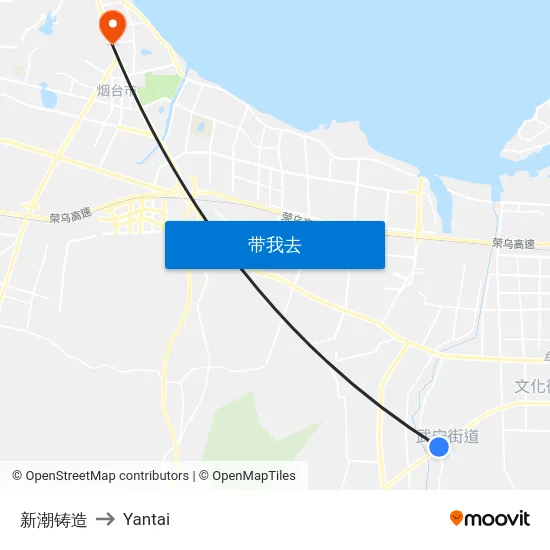 新潮铸造 to Yantai map